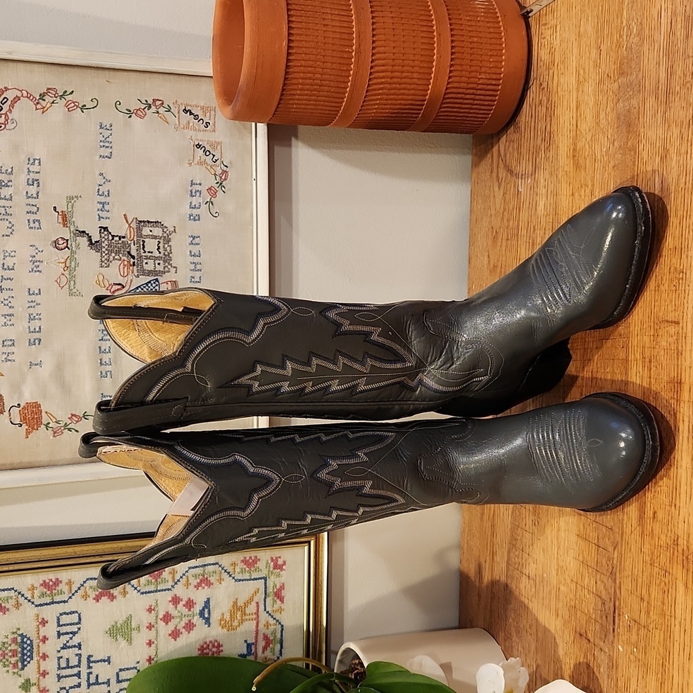 SANDERS Women's Western Cowboy boots gray leather sz 8N
